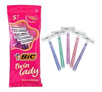 BIC Twin Lady Maquinillas de Afeitar Desechables para Mujer - Lote de 5 Packs de 5 unidades