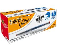 BIC Velleda 1721 Marcadores de Pizarra Blanca punta fina - Rojo, Caja de 24 rotuladores