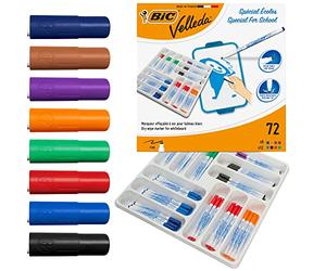 BIC Velleda 1721 Rotuladores de Pizarra punta fina con 8 colores Surtidos - Classpack Caja de 72 rotuladores de punta redonda fina