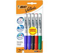 BIC Velleda 1741 - Rotuladores de pizarra blanca, punta media (4.5 mm), blíster de 5 unidades, colores surtidos