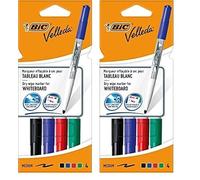 BIC Velleda 1741 - Rotuladores de pizarra blanca, punta media (4.5mm), caja de 4 unidades, colores surtidos (Paquete de 2)