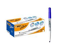 BIC Velleda 1741, Rotuladores para Pizarra Blanca de Punta Media, conica, (4,5mm), Óptimo para Uso de Oficina, Azul, Paquete de 12 Unidades