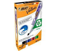 BIC Velleda 1751 ECOlutions rotuladores de Pizarra punta biselada Media - colores Surtidos, Blíster de 4 unidades