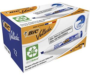 BIC Velleda 1751 ECOlutions rotuladores de Pizarra punta media - Azul, Caja de 12 unidades