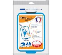 BIC Velleda Pizarra Blanca Pequeña de Borrado en Seco de Doble Cara con Rotulador Azul y Borrador, 19x26cm, Óptimo para material escolar
