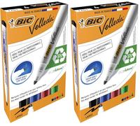 BIC Whiteboard Marker Velleda 1701 Ecolutions Rotuladores de Pizarra Punta Media - Colores Surtidos, Blíster de 4 Unidades (Paquete de 2)