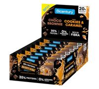 Bicentury Barritas Proteicas Cookies & Caramel 20g Proteína | Pack 12 Barritas | Sin Azúcares Añadidos | Alto en Fibra | Snack Saludable Fitness