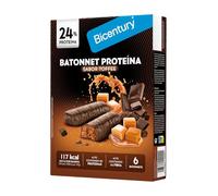 Bicentury Barritas Proteicas Sabor Toffee, 24% Proteína, Alto Contenido en Fibra, 6 Barritas de 31 g, 117 kcal por Barrita, Snack Saludable con Chocolate y Toffee