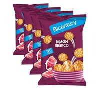 Bicentury - Mini Tortitas de Maíz sabor Jamón Ibérico, Ideales para Satisfacer Antojos, 1 Ración de 25 g Equivale a 111 Kcal - 70 g (Paquete de 4)