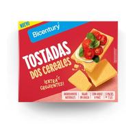 Bicentury Tostadas 2 Cereales - Con Arroz y Maíz, Extra Crujientes, Bajas en Grasa, Sin Lactosa y Veganas - Snack Ligero y Saludable (125 g)