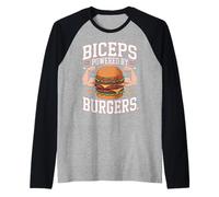 Bíceps de entrenamiento de gimnasio impulsados por hamburguesas Camiseta Manga Raglan