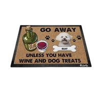 Bichón Frisé: Aléjate A Menos Que Tengas Vino Y Golosinas para Perros Alfombra De Baño Duradero Felpudo De Entrada Cómodo Felpudo De Bienvenida para Jardín Pasillo Entrada Casa 40X60 Cm