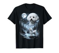 Bichon Frise Aullando a la Luna, Perro Retro de los 90 Camiseta