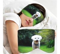 Bichón Frisé Bokeh Mascotas Perros Parque Perros Blancos, Antifaz para dormir, ideal para el hogar, viajes y trabajo por turnos. Cubre completamente los ojos y bloquea la luz.