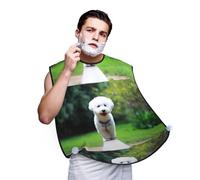 Bichón Frisé Bokeh Mascotas Perros Parque Perros Blancos, Babero de afeitar para hombre, delantal para barba, recogedor de pelo de barba para hombre 107x73cm