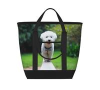 Bichón Frisé Bokeh Mascotas Perros Parque Perros Blancos,Bolsas de almuerzo de gran capacidad, bolsa de mano térmica para mujeres, hombres, trabajo, picnic, viajes.
