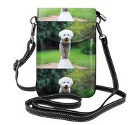 Bichón Frisé Bokeh Mascotas Perros Parque Perros Blancos,Bolsos para celular para mujer, bolsos pequeños cruzados - Cartera para celular de cuero sintético con ranuras para tarjetas de crédito