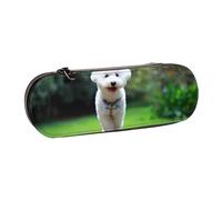 Bichón Frisé Bokeh Mascotas Perros Parque Perros Blancos, Estuche para lápices Estuche para lápices de cuero de PU Estuche para lápices de gran capacidad Estuche para lápices Bolsa de cosméticos