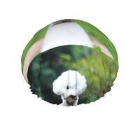 Bichón Frisé Bokeh Mascotas Perros Parque Perros Blancos,Gorro de ducha, gorro de noche, gorro de baño elástico impermeable de doble capa, reutilizable para el cabello.