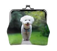 Bichón Frisé Bokeh Mascotas Perros Parque Perros Blancos,Monedero de Piel sintética, Carteras pequeñas, Monedero con Cierre de Broche