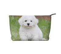 Bichon Frise - Bolsa de maquillaje de pana para perro, versátil bolsa de cosméticos con cremallera para uso diario y organizador de capacidad de viaje, Black, Talla única