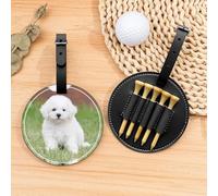 Bichon Frise - Bolsa organizadora de camisetas de golf para perro, bolsa deportiva portátil negra con clip para cinturón, fácil de transportar