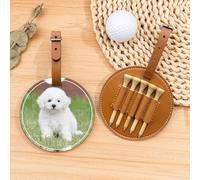 Bichon Frise - Bolsa organizadora de camisetas de golf para perros, bolsa deportiva portátil marrón con clip para cinturón, fácil de transportar