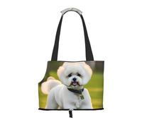 Bichon Frise - Bolsa transportadora para cachorros con estampado de perro en la hierba, bolsas para perros pequeños, gatos y conejos