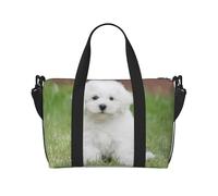 Bichon Frise - Bolsas de lona para perros para viajar, ligeras bolsas de viaje Oxford para artículos personales para mujeres, bolsas de gimnasio ideales para hombres, Black, Talla única