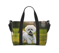 Bichon Frise - Bolsas de lona para viajes, ligeras para artículos personales, para mujeres, gimnasio y hombres, Negro -, Talla única