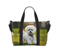 Bichon Frise - Bolsas de viaje para mujer, bolsa de gimnasio deportiva, bolsa de lona de entrenamiento, para llevar durante la noche, Black, Talla única