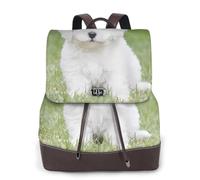 Bichon Frise Dog - Mochila de cuero para mujer, bolsa para libros de escuela secundaria y universidad, mochila ligera e informal para cada temporada