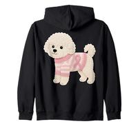 Bichon Frise Dog Mom Breast Cancer Concientización Octubre Rosa Sudadera con Capucha