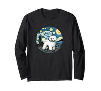 Bichon Frise Dog Mom Dad, estilo Van Gogh Starry Night Manga Larga