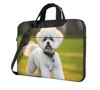 Bichon Frise Dog On The Grass - Bolsas para ordenador portátil, elegantes y protectoras, estilo único, Black, 14 inch