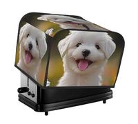 Bichon Frise Dog On The Grass - Cubierta para tostadora de 4 rebanadas - Protector de tela Oxford impermeable a prueba de polvo con bolsillo lateral para pequeños electrodomésticos de cocina