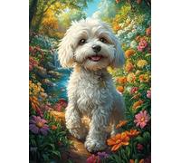 Bichon Frisé en el jardín Puzzle 1000 Piezas Cartón Resistente Para Niños Mayores 14 Años Cuentos de hadas fantásticos de animales salvajes Estimulación Cerebral Entretenimiento Sin Pantalla Calidad P