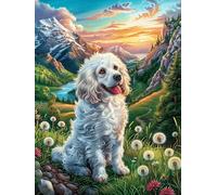 Bichon Frisé en Las Flores Puzzle 1000 Piezas Papel Principiantes Cuentos de Hadas de Animales Salvajes fantásticos Agilidad Mental Actividad Hacer En Grupo Colgar Pared Detalle Cump