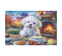 Bichon frisé Frente a Chimenea en Invierno Puzzles 1000 Piezas Obra De Arte Abstracta Rompecabezas para Adultos Decoración Hogar Moderno DIY Creativo Desafío 1000 PCS
