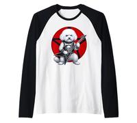Bichon Frise Heavy Metal Guitarra Rock Dog Lover Camiseta Manga Raglan