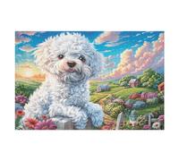 Bichón frisé in Flower Field Puzzle 1000 Piezas Maquetas Construir 3D Rompecabezas EduGatoivo para Familia Aliviar Estrés Estera Portátil Moderno 1000 PCS