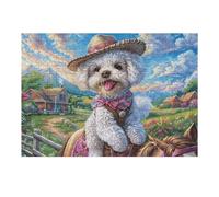 Bichón frisé in Flower Field Puzzles 300 Piezas Juguete EduGatoivo 3D Interactivo Rompecabezas Familiar para Toda La Familia Entretenimiento Creativo Decorativo 300 PCS