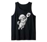 Bichon Frise Jugar Pickleball Deportes Perros Amante Camiseta sin Mangas