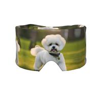 Bichon Frise - Máscara para dormir con estampado de perro sobre la hierba, suave y cómodo, para hombres y mujeres