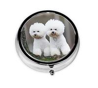 Bichon Frise, pastillero, pastillero cuadrado para bolsillo o monedero, pastillero pequeño, organizador de pastillas de viaje