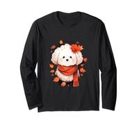 Bichon Frise Perro Hojas de otoño Acción de Gracias Manga Larga