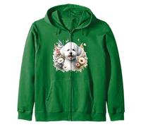Bichon Frise Perro Verano Margaritas Flores Silvestres Obra De Arte Sudadera con Capucha