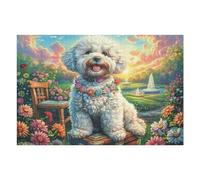 Bichón frisé Pintor Puzzles 1000 Piezas Estera Portátil Rompecabezas para Adultos Desafío Intelectual Aliviar Estrés Decoración Hogar 3D 1000 PCS