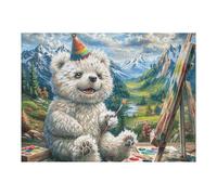 Bichón frisé Pintor Puzzles 500 Piezas Alivio Estrés Familiar Doll Animal Pet Rompecabezas 3D para Toda La Familia Juguete Educativo Desafío Intelectual 500 PCS