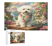 Bichon Frise Puzzles 1000 Piezas Familiar 3D Animales Lindos Mascotas Entretenimiento Creativo DIY Moderno para Familia Desafío Impossible Decoración Hogar Estera Portátil 1000 PCS